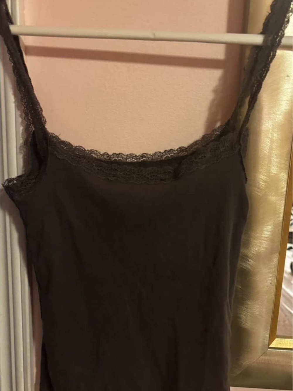 Grey Lace Trim Cami Tank Top